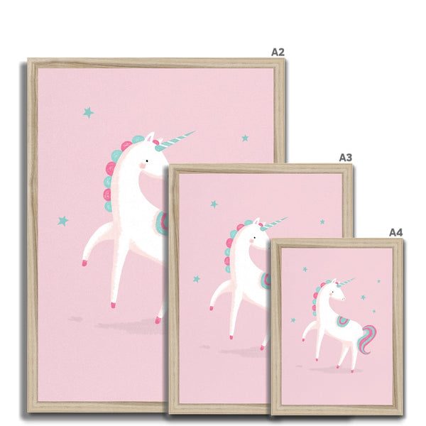 Unicorn, Framed Print,  Pink