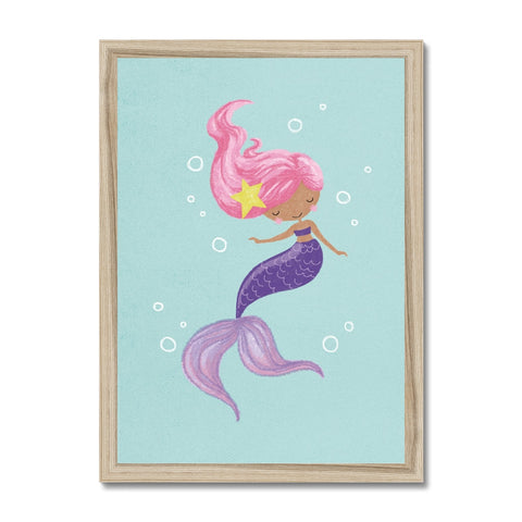 Mermaid, Framed Print, Aqua