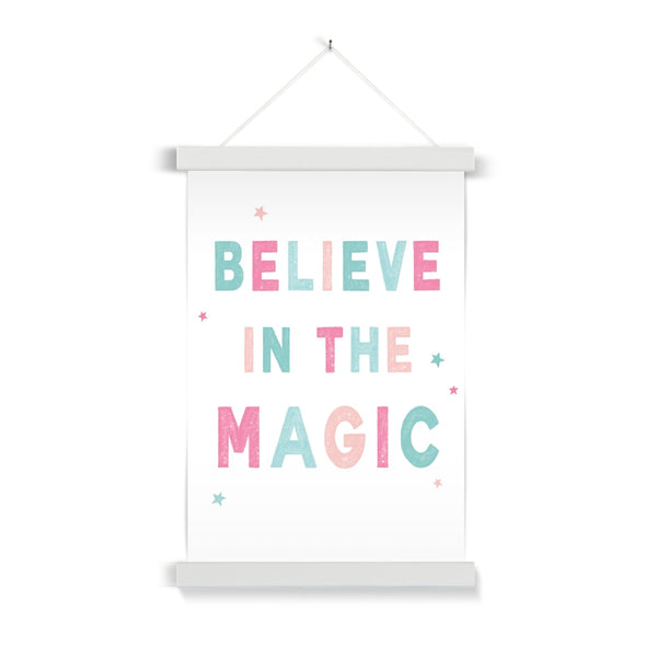 Believe In The Magic, Fine Art Print with Hanger, Pink & Teal