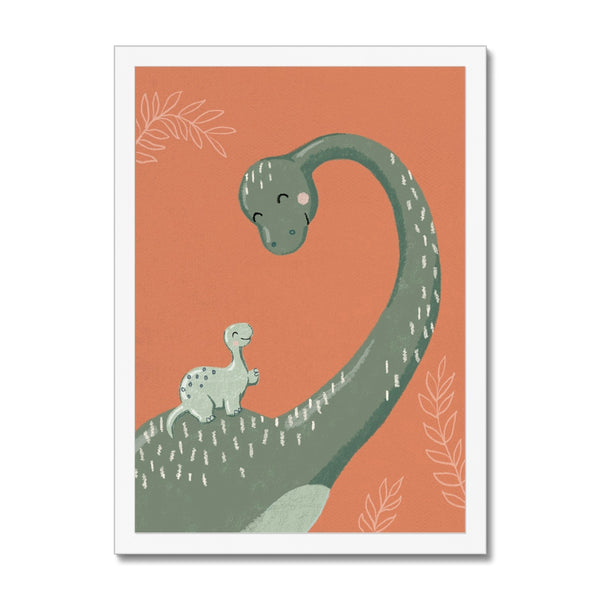 Diplodocus and Baby, Framed Print