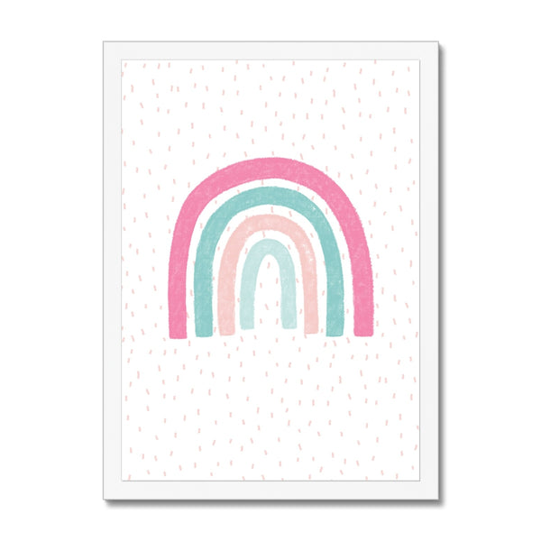 Rainbow, Framed Print, Pink & Teal