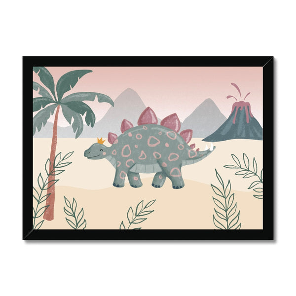 Stegosaurus, Framed Print, Pink