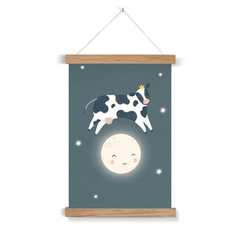 Cow Jumped Over The Moon, Fine Art Print with Hanger