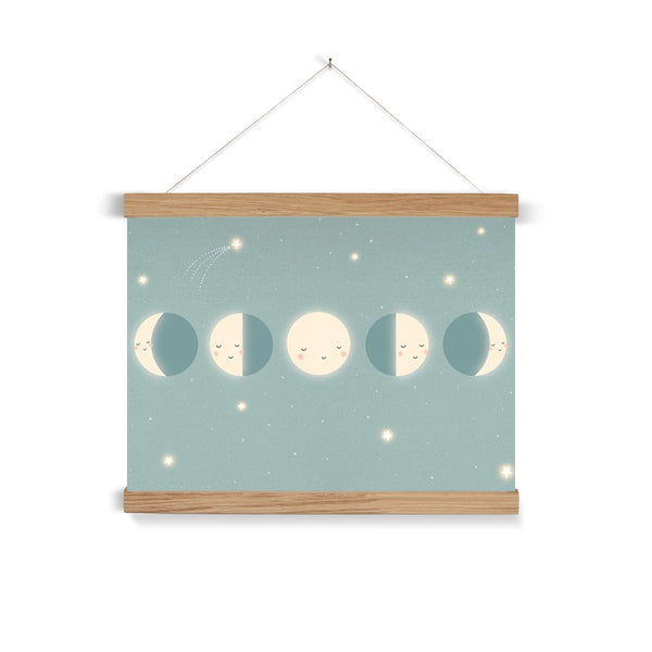 Moon Cycle, Fine Art Print with Hanger, Duck Egg