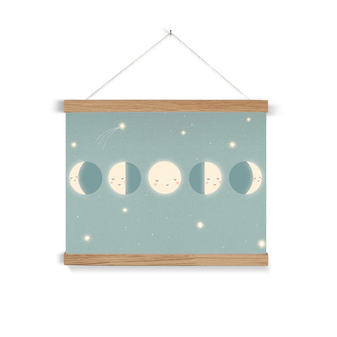 Moon Cycle, Fine Art Print with Hanger, Duck Egg