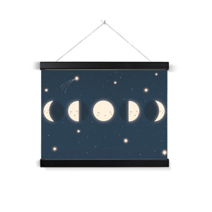 Moon Cycle, Fine Art Print with Hanger, Navy