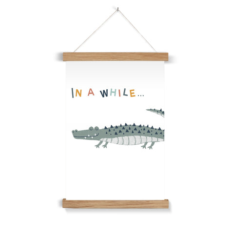 In a While Crocodile, Fine Art Print with Hanger, White