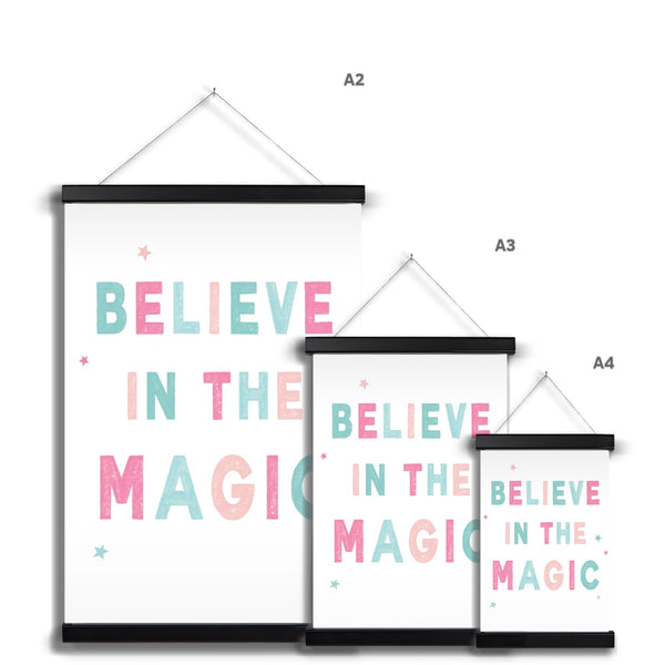 Believe In The Magic, Fine Art Print with Hanger, Pink & Teal