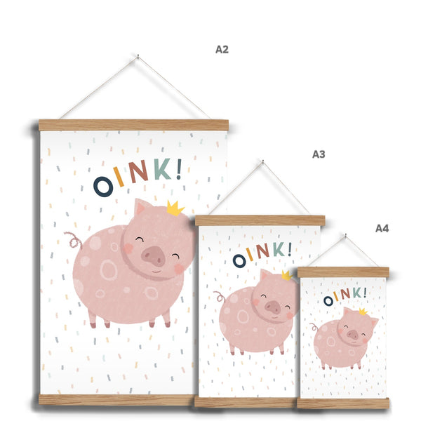 Oink! Pig, Fine Art Print with Hanger