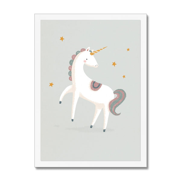 Unicorn, Framed Print, Grey