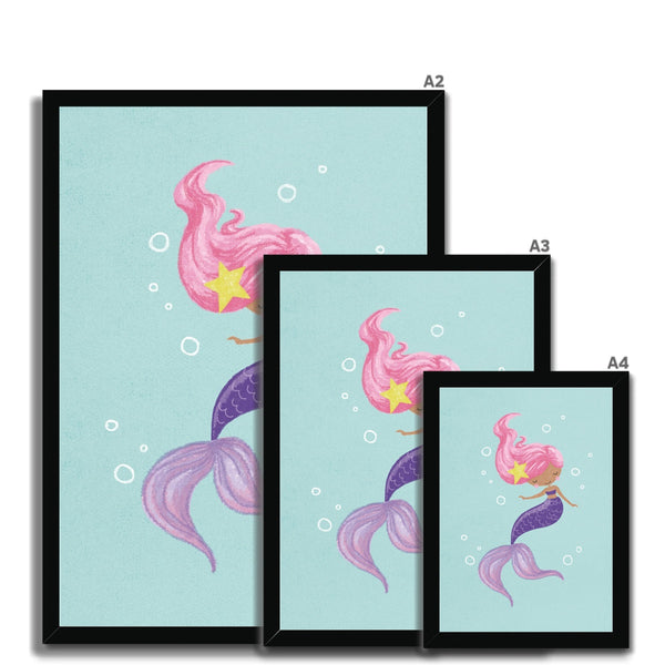 Mermaid, Framed Print, Aqua