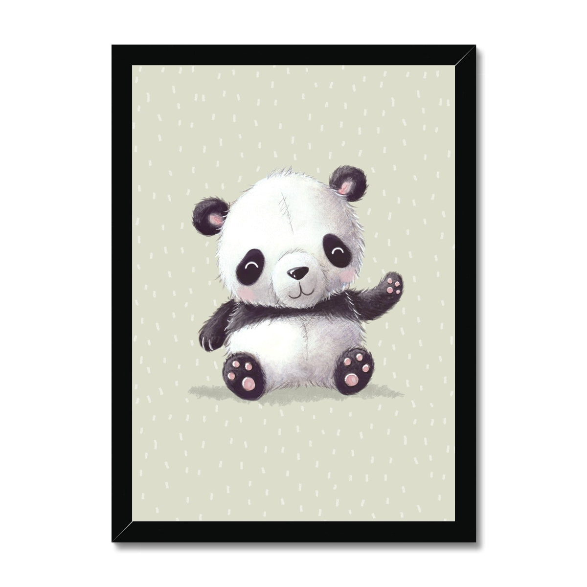 Panda, Framed Print, Green