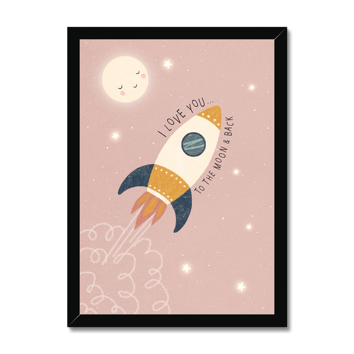 Rocket, Pink Framed, Print