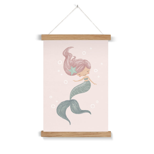 Mermaid, Fine Art Print with Hanger, Pink