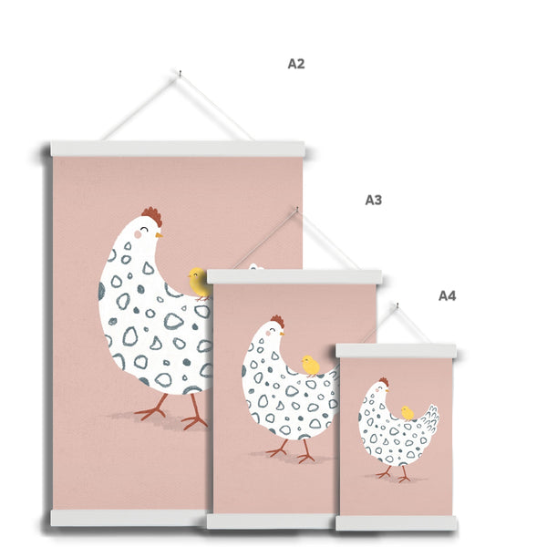 Chicken & Chick, Fine Art Print with Hanger