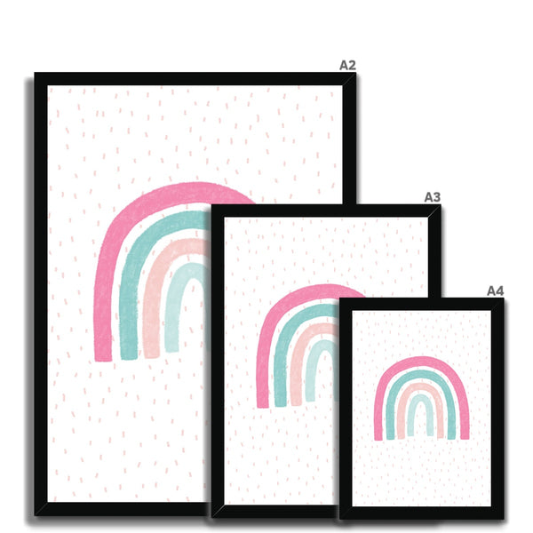 Rainbow, Framed Print, Pink & Teal