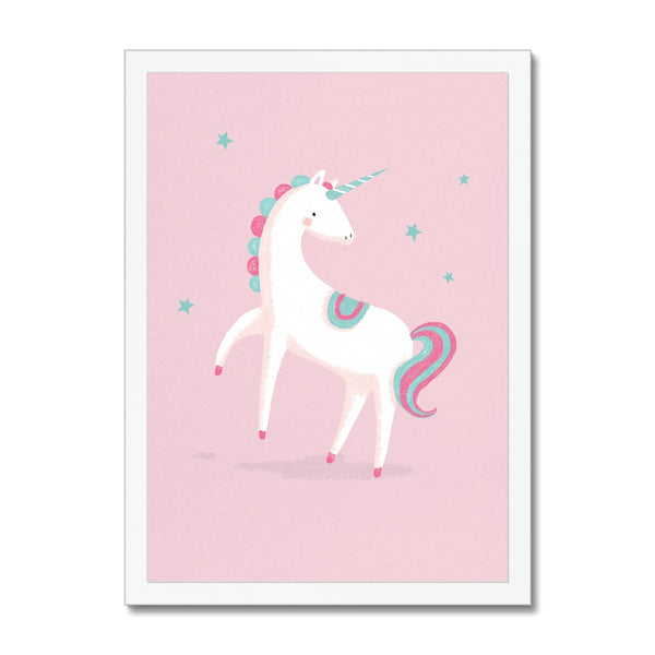 Unicorn, Framed Print,  Pink