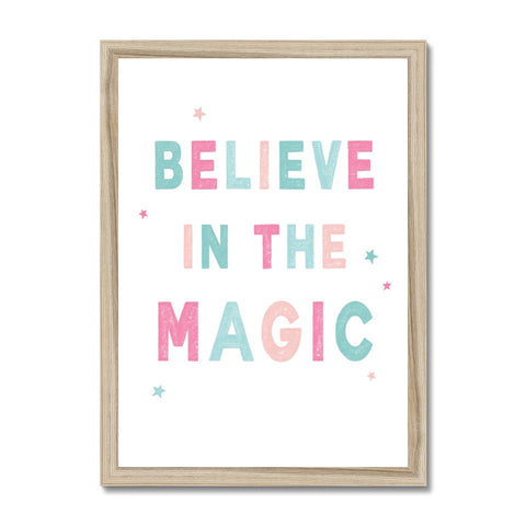 Believe In The Magic, Framed Print, Pink & Teal