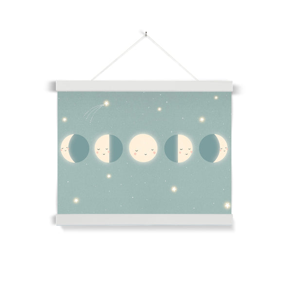 Moon Cycle, Fine Art Print with Hanger, Duck Egg