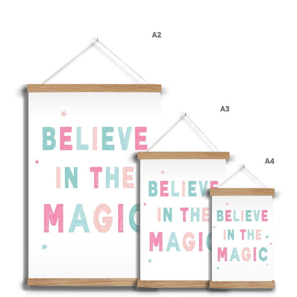 Believe In The Magic, Fine Art Print with Hanger, Pink & Teal