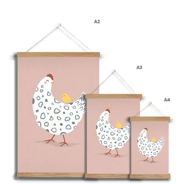 Chicken & Chick, Fine Art Print with Hanger