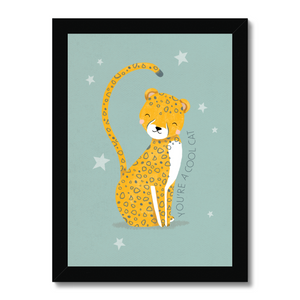 Cheetah, Framed Print, Blue