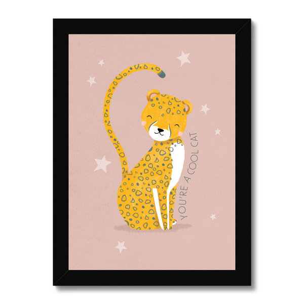 Cheetah, Framed Print, Pink