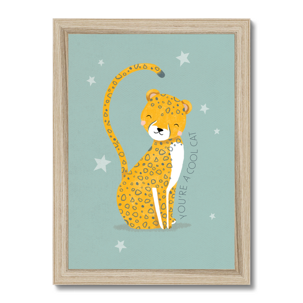 Cheetah, Framed Print, Blue