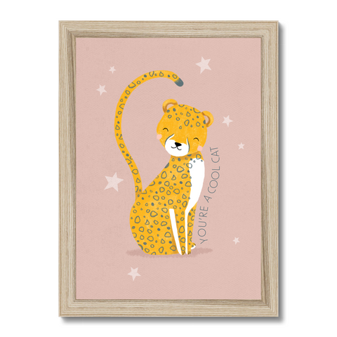 Cheetah, Framed Print, Pink