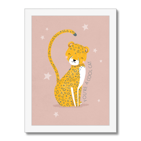 Cheetah, Framed Print, Pink