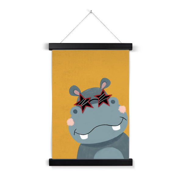 Hippo, Fine Art Print with Hanger