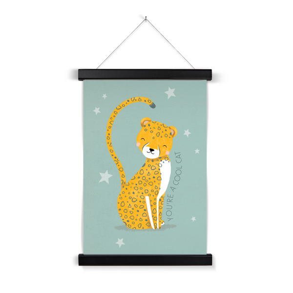 Cheetah, Fine Art Print with Hanger, Blue