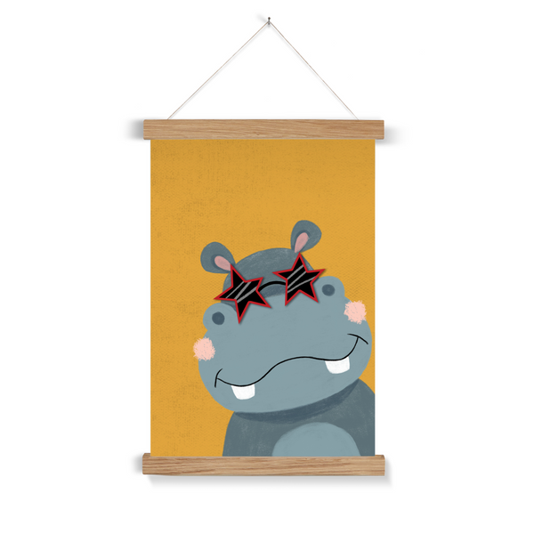 Hippo, Fine Art Print with Hanger