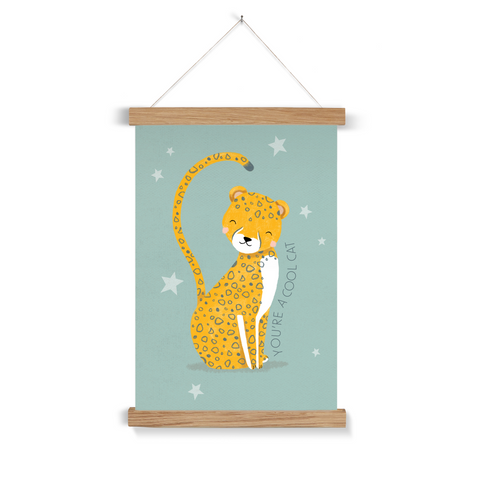 Cheetah, Fine Art Print with Hanger, Blue